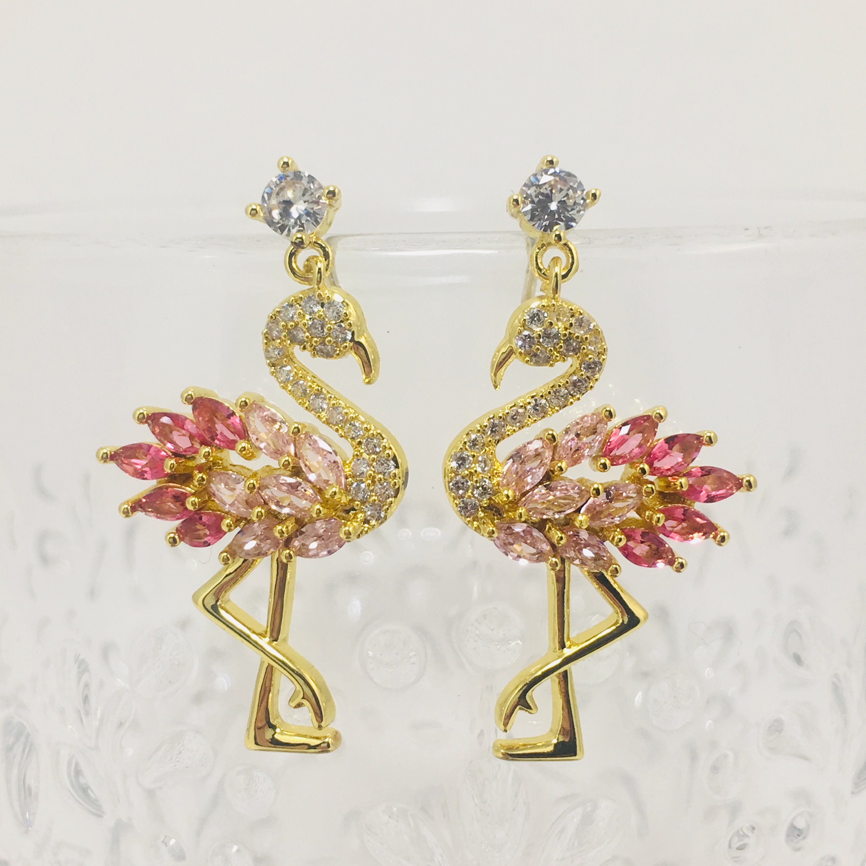Flamingo dangle earrings Clearance