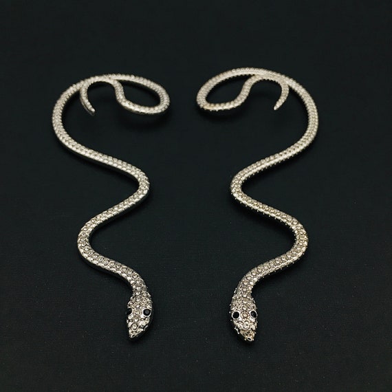 Silver Snake Ear Wrap / Sparkling Classic Serpent Ear Cuff / - Etsy