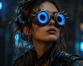 Gloeiende steampunk-bril / Gouden Spikey oplichtende cyberpunk röntgenbril / Cosplay-bril / Voor EDM, rave, muziekfestival / neoneffect