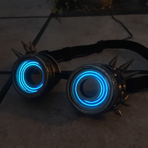Glowing Steampunk Goggles / Gold Spikey Light Up Cyberpunk X-Ray Goggles / Cosplay Goggles / For EDM, Rave, Music Festival / Neon Effect image 2