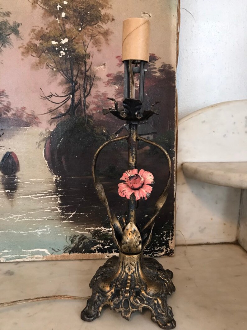 Vintage Toleware Table Lamp