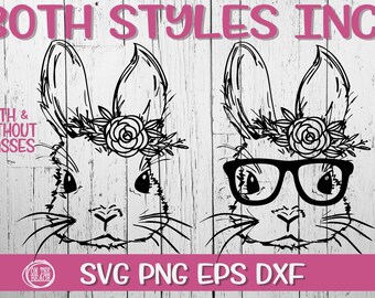 Bunny With Glasses Svg Etsy