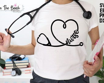 Nurse, Nurse Svg, Stethoscope SVG, Stethoscope Heart Svg, Nurse Gift, Nurse Png, Essential Worker Svg, Stethoscope Clipart, Cricut Cut Files