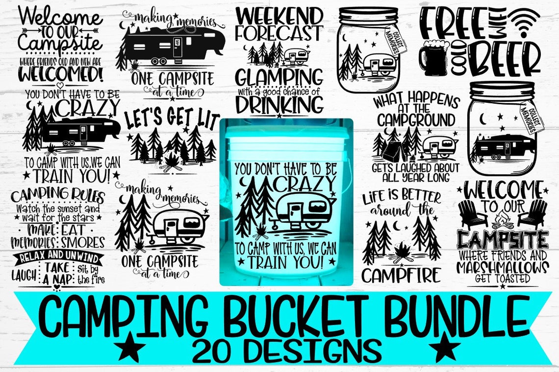 Camping Bucket Camping Bucket Svg Camping Bucket Bundle LED - Etsy