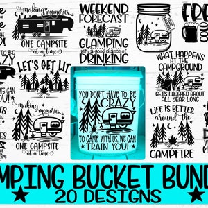 Camping Bucket, Camping Bucket Svg, Camping Bucket Bundle, LED Bucket Svg, Campfire, Campfire Svg, Campground, Campground Svg, Firepit