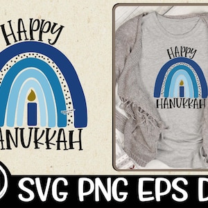 Happy Hanukkah Regenbogen Svg Menorah Hanukkah Lit Menorah Svg Hanukkah Svg Cricut, Cut Hanukkah Svg Star David Svg Menorah Sublimation