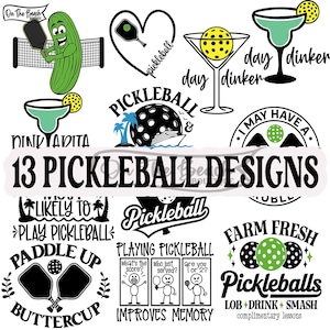 Pacchetto Pickleball Svg 13 Designs Cocktail da crociera Maglietta Pickle Ball Svg Png Racchette da Pickleball divertenti Regalo Pickle Ball File di taglio Cricut Clip