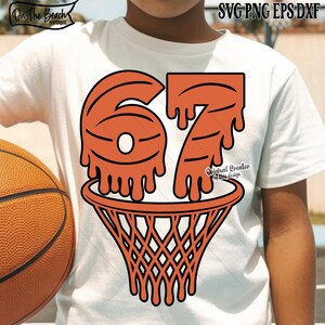 Basket 67 SVG PNG Drip Rolig Six Seven Meme Viral Citat Gen Z Tiktok Trend Skärfil Cricut Sublimering Nedladdning DTF Print Hoop