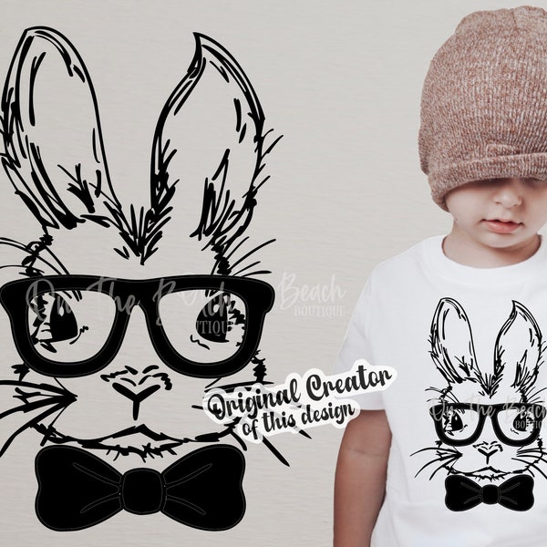 Bunny Svg Easter Bunny Bowtie Svg, Bunny Glasses Svg, Boy Easter Svg, Bunny Easter, Bunny Svg, Kid's Easter, Cute Easter Svg, Easter Bunny