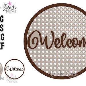 Motif de bienvenue en rotin rond signe modèle SVG tissage natté Glowforge Télécharger le fichier de coupe Lasers Glowforge Design fichier de coupe de découpeTélécharger