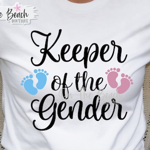 Gardien du sexe Svg sexe révèlent Svg Png garçon ou fille grossesse annonce bébé douche chemise Design empreintes coupe coupe Cricut