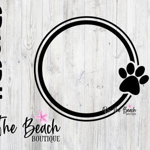 Paw Circle Frame SVG Pawprint Monogram In Memory Cat Svg Cut Dog Paw Border SVG Vector File Circle Frame SVG Vector Paw Krans Clip Art