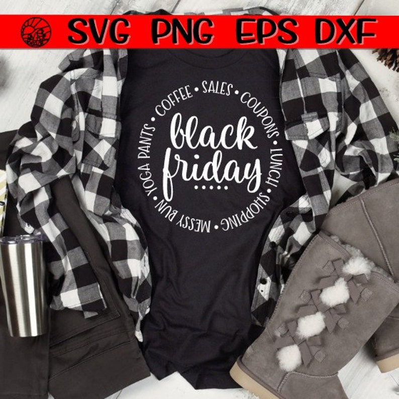 Black Friday Black Friday SVG shopping coffee messy bun | Etsy