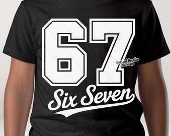 Six Seven Varsity SVG PNG Funny 6 7 Meme Retro Sports Design Gen Z Trend Sublimation DTF Download Print Cut Cutting Cricut Funny Sarcastic