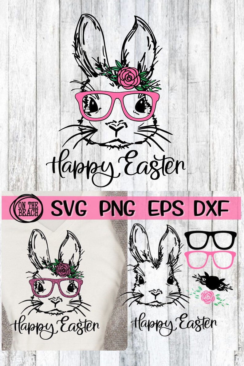 Happy Easter Easter Bunny With Glasses Bunny With Glasses - Etsy
