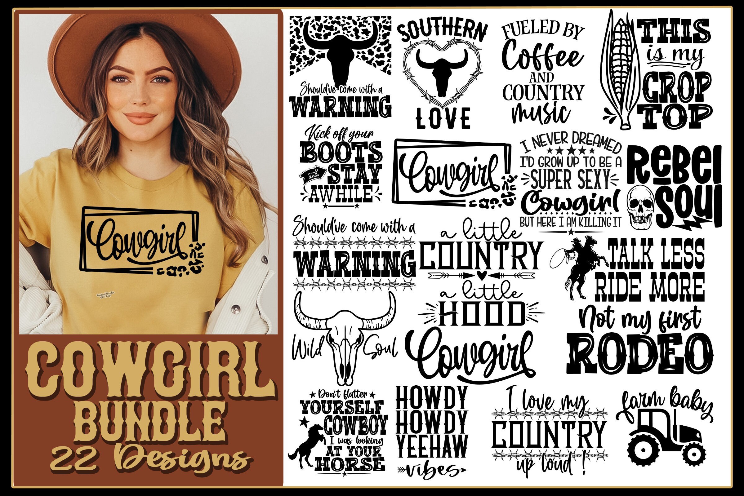 Cowgirl SVG Bundle 22 Designs Should've Come Warning Western