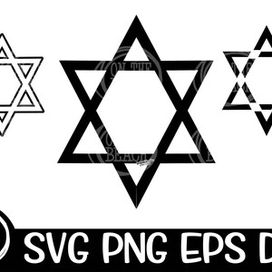 Étoile de David Svg Trois Étoiles Png Eps Dxf Cricut Silhouette Cricut Cut File Silhouette Svg Étoile de David Png Star Svg Religieux Juif Svg