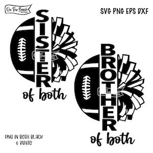 Fútbol Cheer HERMANA HERMANA de ambos Svg Viernes por la noche Fútbol Hermana Fútbol Split Hermano de ambos Diseño Fútbol Cortar Archivos Cricut Png