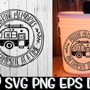 キャンプ場で思い出を作る キャンパーSVG SVG昇華 キャンプ場で思い出を作る キャンプ場の切り抜きSVG キャンプSVG