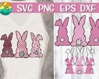Three Bunnies Trio rabbit in a row Easter machine embroidery filled border designs 5 Sizes