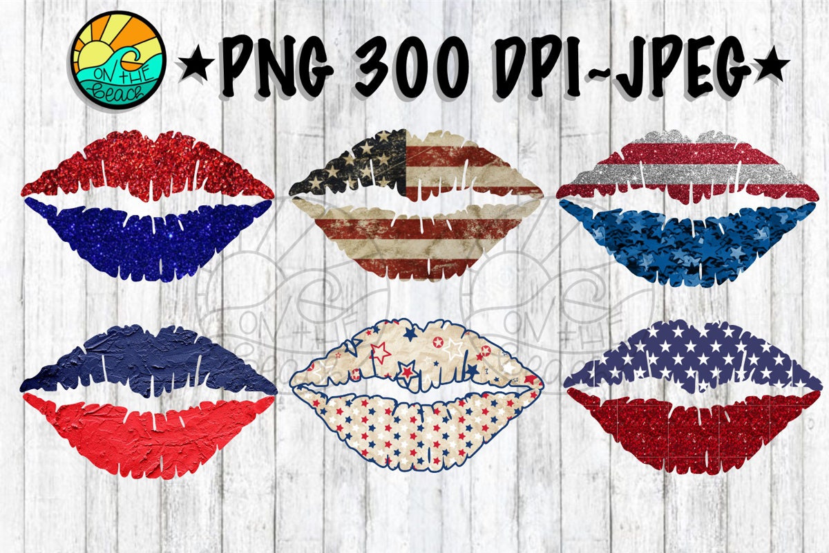 Lips six designs independence day july 4th png glitter  etsy Lips six designs independence day july 4th png glitter  etsy