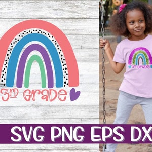 Rainbow , Rainbow Svg, 3rd Grade, 3rd Grade Svg, Third Grade, Third Grade Svg, Back to School, School, School Svg, Glitter School