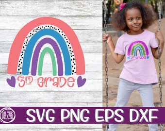 Rainbow , Rainbow Svg, 3rd Grade, 3rd Grade Svg, Third Grade, Third Grade Svg, Back to School, School, School Svg, Glitter School