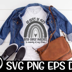 Go Grey In May Gehirn Krebs Bewusstsein Svg Png Sublimation in Erinnerung an meine Mama Regenbogen Krebs Band Cut Design Cricut Cutting Datei Download