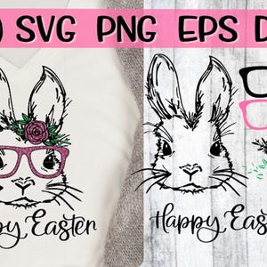 Happy Easter, Easter Bunny With Glasses, Bunny With Glasses, Bunny With Glasses Svg, Happy Easter, Cute Easter Svg, Easter Svg,Easter Rabbit