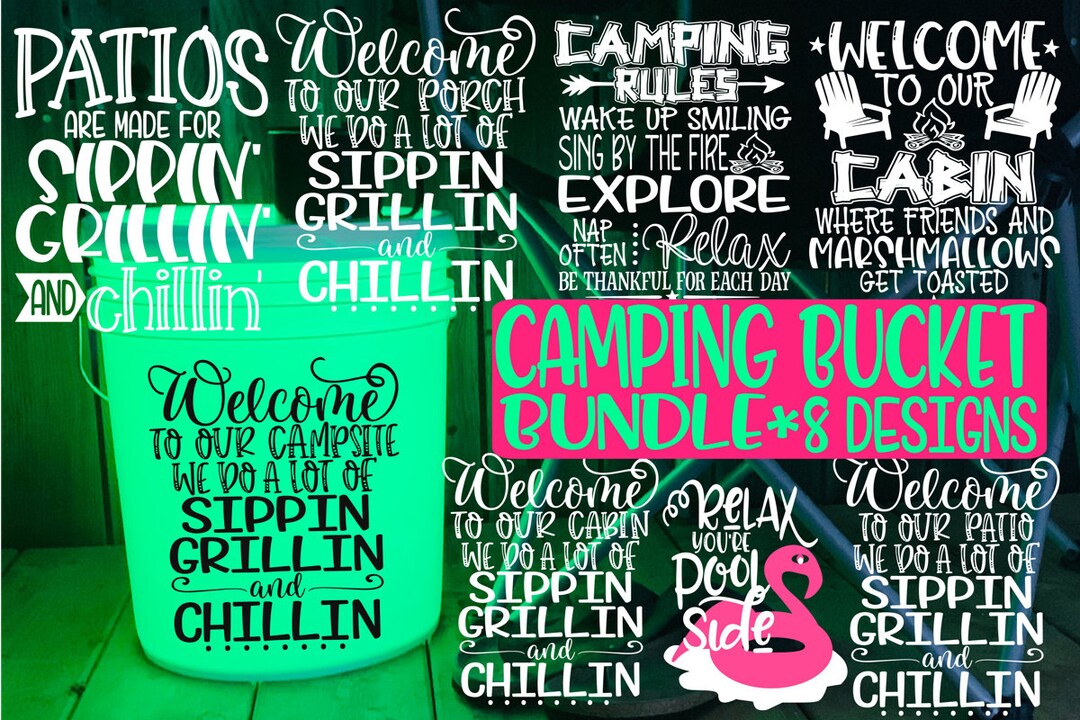 Camping Bucket, Camping Bucket Svg, Camping Bucket Bundle, LED Bucket