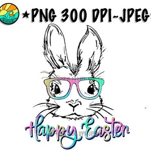 Happy Easter, Easter Bunny With Glasses, Bunny With Glasses, Bunny With Glasses PNG, Leopard Png Bunny, Cute Easter PNG, Easter PNG,
