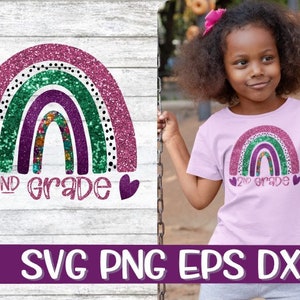 Rainbow , Rainbow Svg, 2nd Grade, 2nd Grade Svg, Second Grade, Second Grade Svg, Back to School, School, School Svg, Glitter School