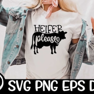 Vaquilla SVG Novilla por favor Novilla por favor svg Por favor svg Descargar sublimación png Cricut cortar archivo país Western Summer Fair Heifer Vector