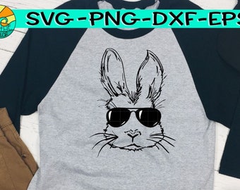 Easter Bunny With Sunglasses, Bunny With Sunglasses, Bunny With Glasses Svg, Kid's  Design, Boy Easter Svg, Easter Svg,Easter Bunny Svg,Cute