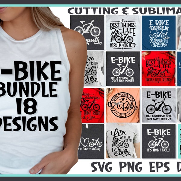 E-Bike svg BUNDLE Fichier coupé Cricut Cut Files svg Ebike svg E-Bike Cutting Design Files Sublimation Vélo électrique Vélo électrique Glow Ride