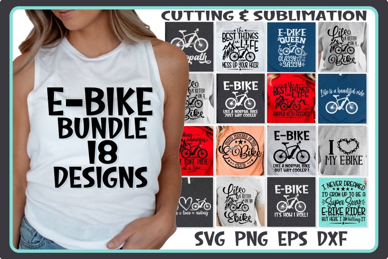E-Bike Svg BUNDLE Cut File Cricut Cut Files Svg Ebike Svg E-Bike Cutting Design Files Sublimation Electric Bike Electric Bike Glow Ride image 1