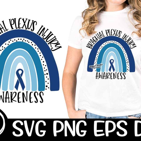 Brachial Plexus Awareness Blue Rainbow Svg Awareness Png Sublimation Rainbow Brachial Plexus Awareness Svg Cricut Cutting File Download