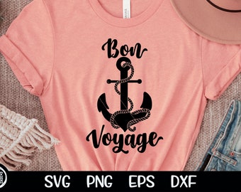 Bon Voyage SVG Cutting File Rope Anchor Cruise Ship Vacation Cruising SVG Girls Trip Sublimation Birthday Cruise Cut Cricut Download Cutting