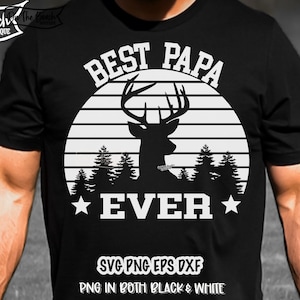 El mejor papá del mundo SVG: regalo para el padre para los entusiastas de la caza de ciervos / Diseño de camiseta del día del padre / Papá caza SVG con cabeza de ciervo / El mejor papá PNG