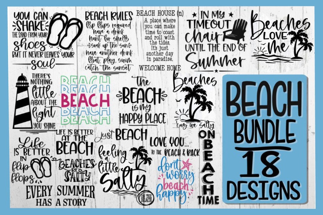 BEACH BUNDLE - 18 Designs - on the Beach, Flip Flops Svg, Summer Svg ...