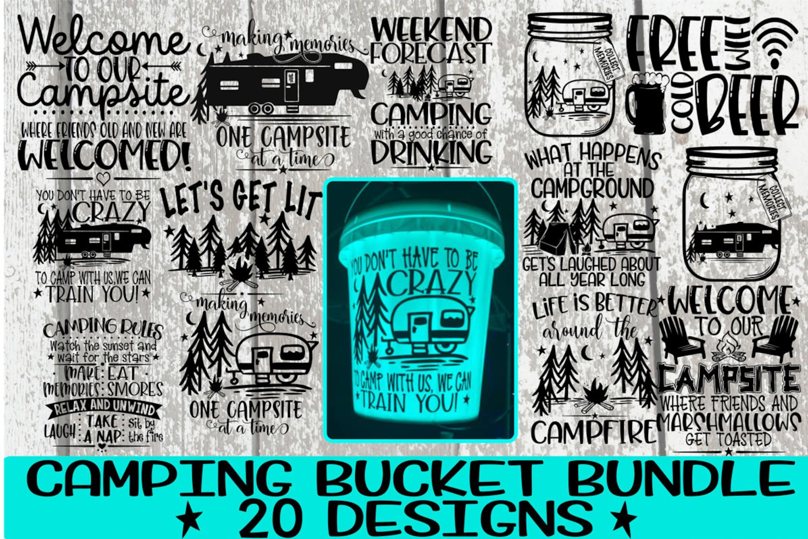 Camping Bucket, Camping Bucket Svg, Camping Bucket Bundle, LED Bucket