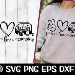 Peace Love Camping, Peace Love Camper Svg, Svg campeur, Love Camp Svg, Peace svg, Svg amour, Design de camping, Svg camping, Svg amour campeur