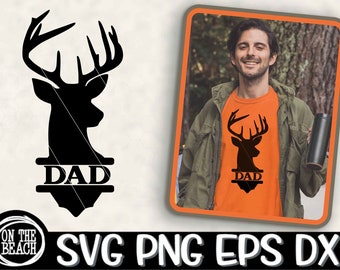 Dad Svg Hunting Dad Father's Day Hunter Dad Buck Split Monogram Dad Shirt Design Cut File Sublimation Cutting Png Cricut