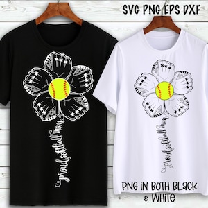SVG Proud Softball Mom, Softball Flower, Softball Flower Mom, SVG Design, Proud Mom,  Silhouette, Softball Mom Svg, Softball Glove Mitt Svg