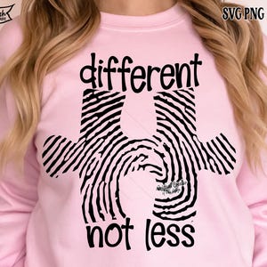 Unterschiedlich, nicht weniger SVG Fingerabdruck SVG, unterschiedlich, unterschiedliche SVG-Datei, Autismus SVG, Autismus Bewusstsein geschnitten