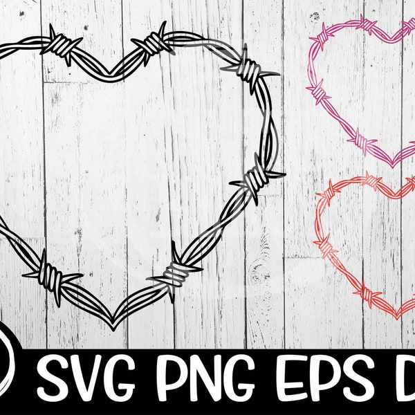Barbed Wire Heart Barbed Wire Svg WireHeart Frame Vector Design Love Wire SVG Laser Cut File Svg Tattoo Barb Cricut Cut Digital download