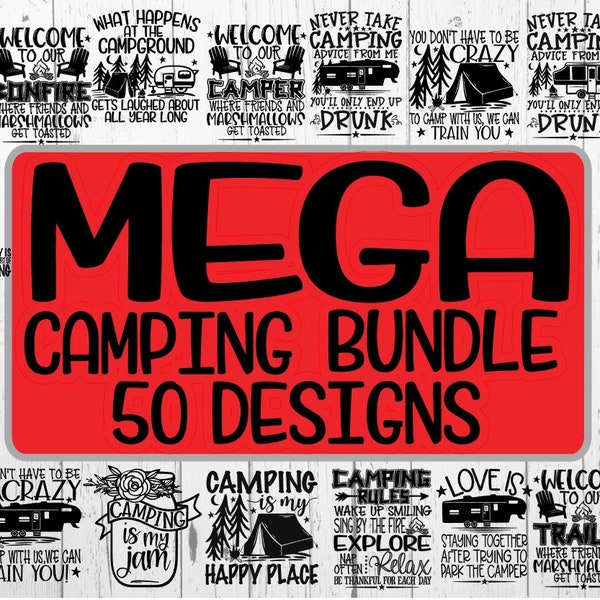 MEGA Camping Bundle - 50 Designs, Camping Bucket, Camping Bucket Svg, Camp Svg, Campfire, Campfire Svg, Campground, Campground Svg, Firepit