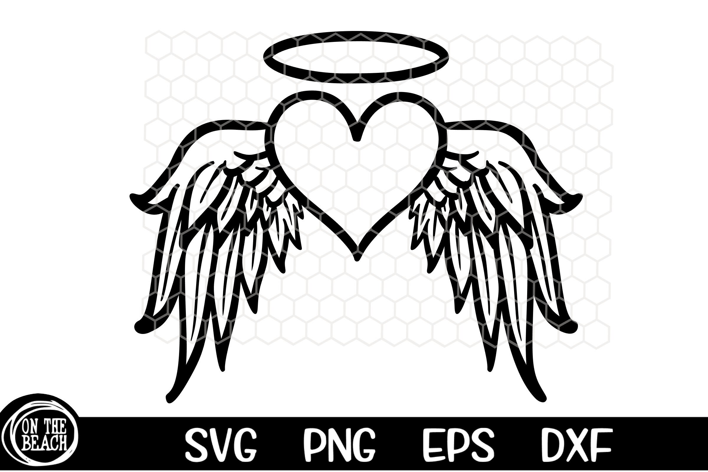 Angel Wings SVG, Memorial Wings Angel Heart Halo Instant Digital ...