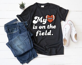 Football Mom Heart PNG, My Heart Is On The Field Design (Digital Download)