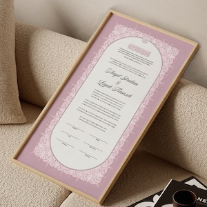 Luxus-Nikkah-Zertifikat, Islamischer Hochzeitsvertrag, Nikah Nama, Muslimisches Ehezeichen, Personalisierte Namen, Islamischer Koranvers